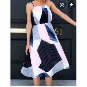 Banana Republic Pleated Colorblock Midi Dress
